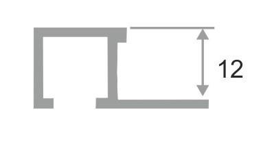 Профиль П-образный алюминиевый ПО-П12х12 Серебро глянец браш 2,7 м