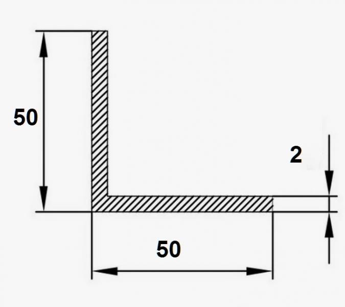 Алюминиевый уголок 50х50х2 мм 3 м серебро анодированный