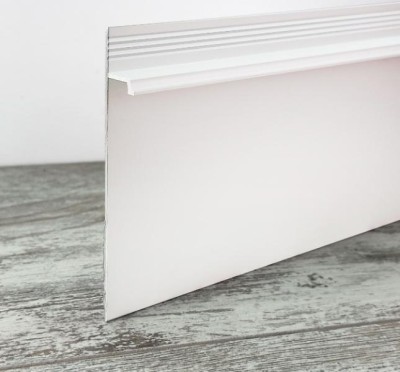 Теневой плинтус алюминиевый под гипсокартон ПТ-1/80 белый матовый 3м