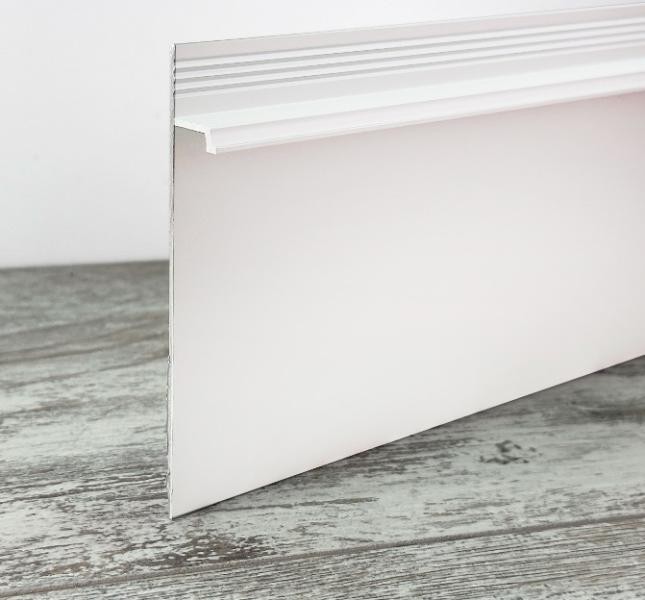 Теневой плинтус алюминиевый под гипсокартон ПТ-1/80 белый матовый 3м