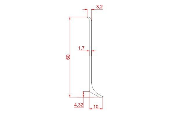 Уголок внешний ПВХ для плинтуса Евротрим L-60 2157.00 золото