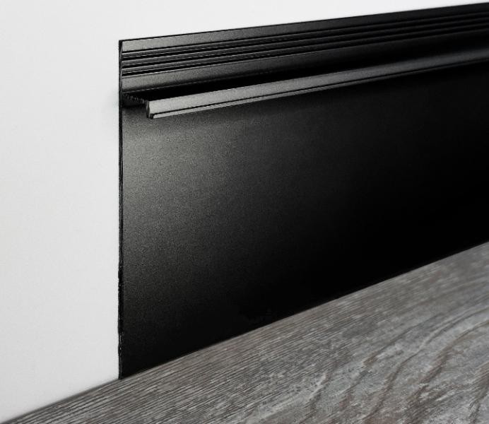 Теневой плинтус алюминиевый под гипсокартон ПТ-1/80 черный муар 3м