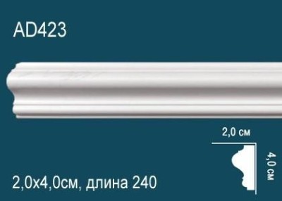 Молдинг Перфект AD423 40х20 мм 2,4 м белый ударопрочный полимер