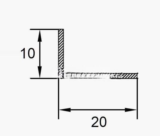 Разнополочный латунный уголок 10х20 мм полированный PA 20-10 3м