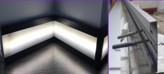 Напольный плинтус алюминиевый под подсветку 60 мм ПТ-61 LED черный (профиль и экран) 3 м