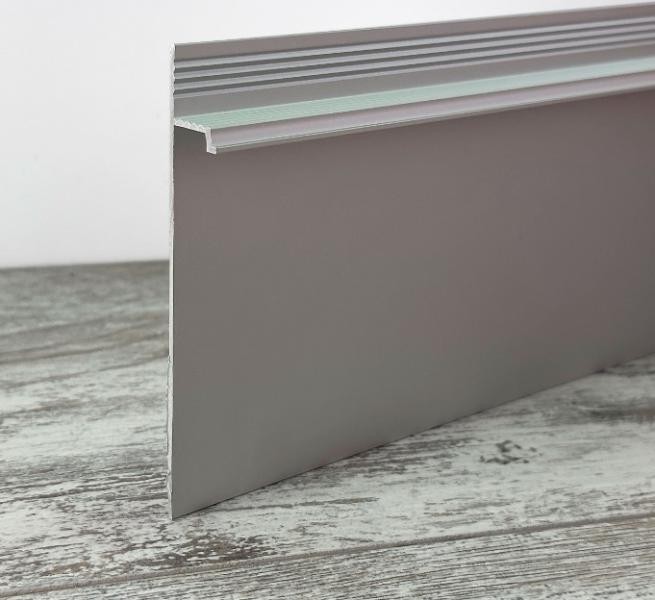 Теневой плинтус алюминиевый под гипсокартон ПТ-1/80 сырой алюминий 3м