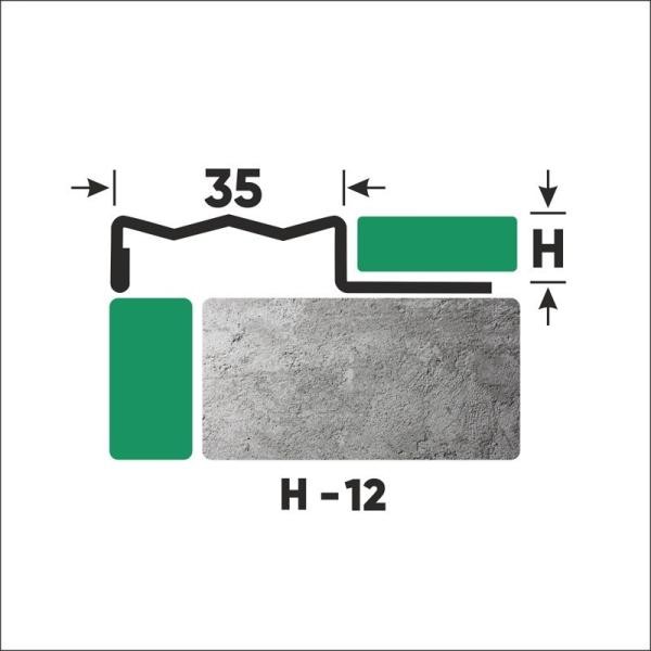 Угловой порог стальной закладной 35х12 мм FCG 12 P полированная сталь 2,7 м