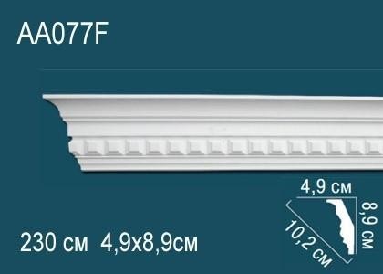 Гибкий потолочный плинтус с орнаментом Перфект AA077F 89х102х49 мм 2,3 м белый полиуретан