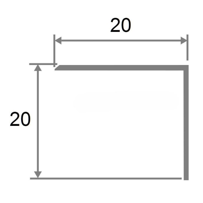 Равнополочный латунный уголок 20х20 мм полированный PA20 3м