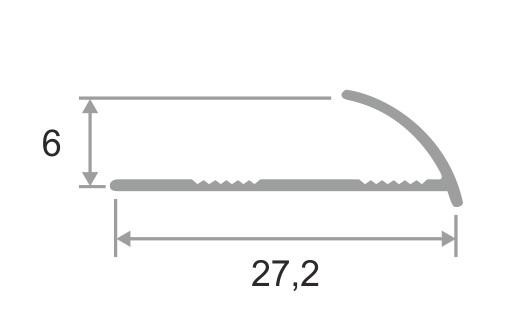 Алюминиевый профиль С-образный для плитки 6 мм ПО-6 Серебро матовое 2,7 м