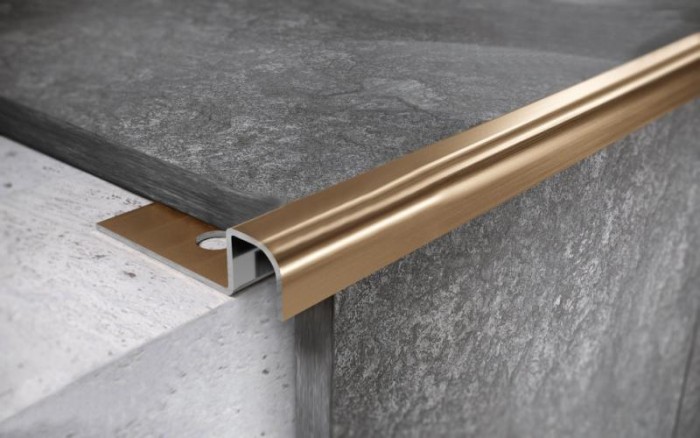 Профиль П-образный округлый из нержавеющей стали 10 мм FUR 10 GM Золото сатинированное 2,7 м