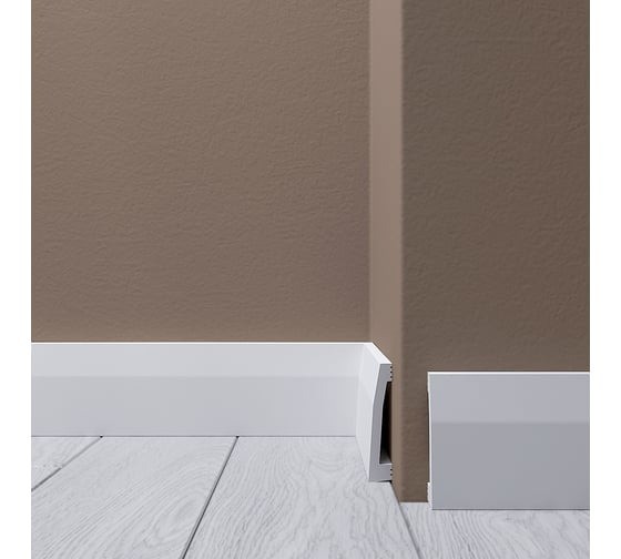 Белый напольный плинтус из ударопрочного полимера 60х12 мм Де-Багет XPS Polymer Н 10 2 м