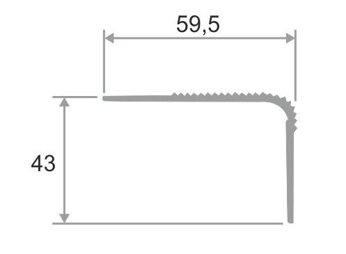 Угловой порог алюминиевый рифлёный 60х43 мм ПО-60х40 Бронза глянец 2,7 м