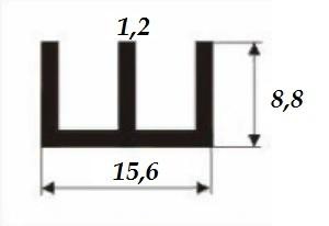 Алюминиевый профиль Ш-образный 15,6х8,8х1,2 мм 3 м