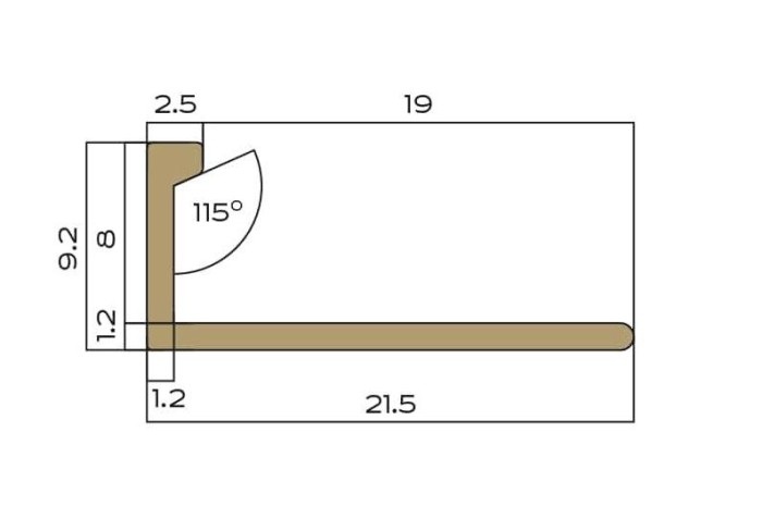L-профиль из латуни 8 мм NEEXY PVL01-05 ANTCL антик медь светлая 2.7м