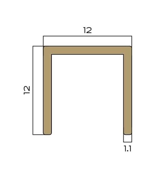 П-профиль из латуни 12х12 мм NEEXY PVL86-05 ANTCL антик медь светлая 2.7м