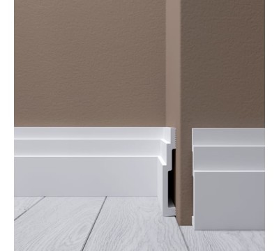 Белый напольный плинтус из ударопрочного полимера 100х15 мм Де-Багет XPS Polymer Н 11 2 м