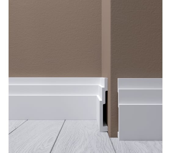 Белый напольный плинтус из ударопрочного полимера 100х15 мм Де-Багет XPS Polymer Н 11 2 м