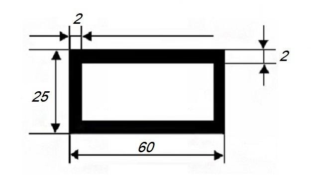 Алюминиевый бокс прямоугольный 25х60х2 мм 3 м