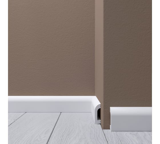 Белый напольный плинтус из ударопрочного полимера 40х12 мм Де-Багет XPS Polymer Н 12 2 м