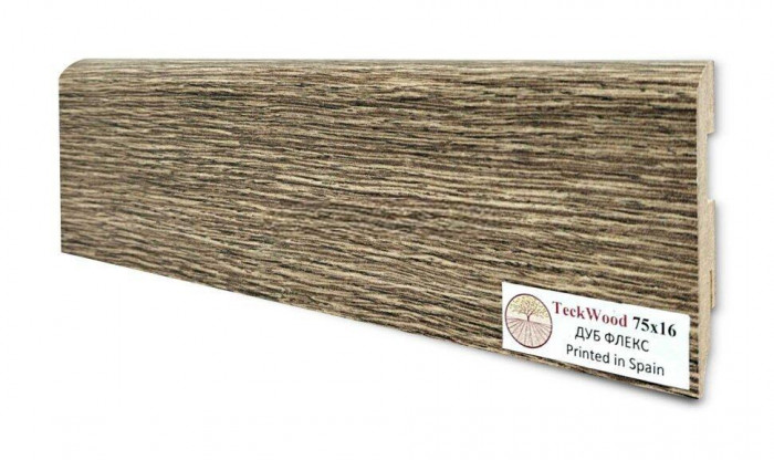 Плинтус для пола 75х16 мм Teckwood Дуб Флэкс цветной МДФ 2.15 м