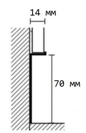 Плинтус алюминиевый для гипсокартона 70х14 мм ПБ-70х14 черный круговое окр. 3 м
