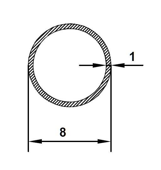 Алюминиевая труба 8х1 мм 3 м серебро анодированная