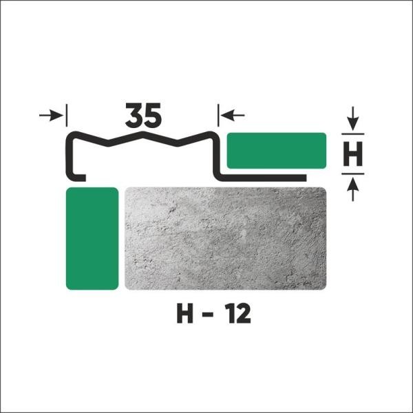 Угловой порог стальной закладной 35х12 мм FCGF 12 P полированная сталь 2,7 м