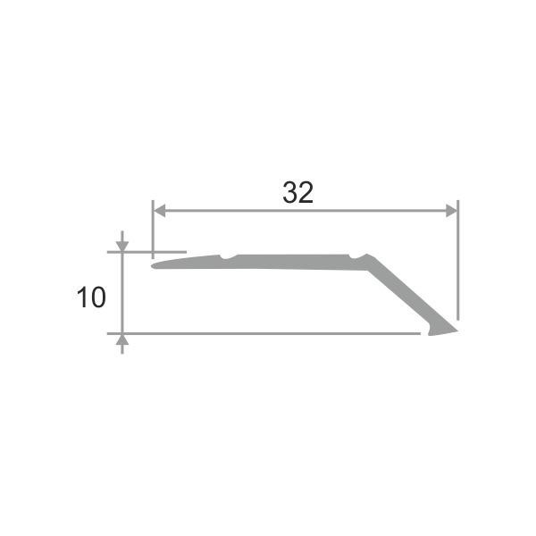 Разноуровневый алюминиевый порог с насечками 32х10 мм ПО-32х10-03 золото глянец 2.7 м