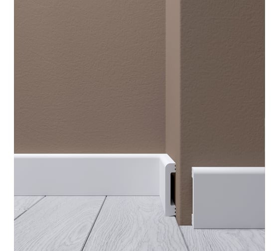 Белый напольный плинтус из ударопрочного полимера 60х12 мм Де-Багет XPS Polymer Н 8 2 м