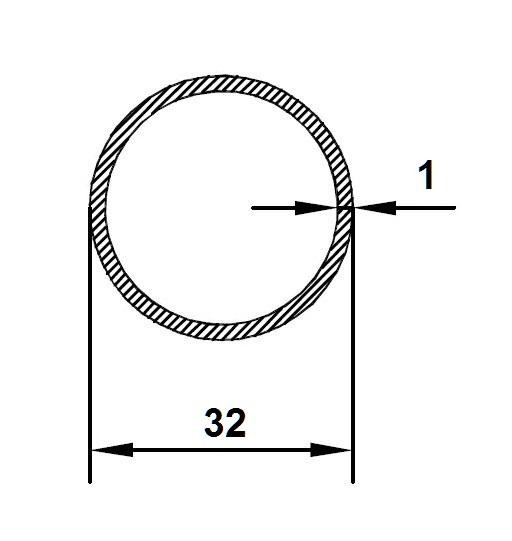 Алюминиевая труба 32х1 мм 3 м серебро анодированная