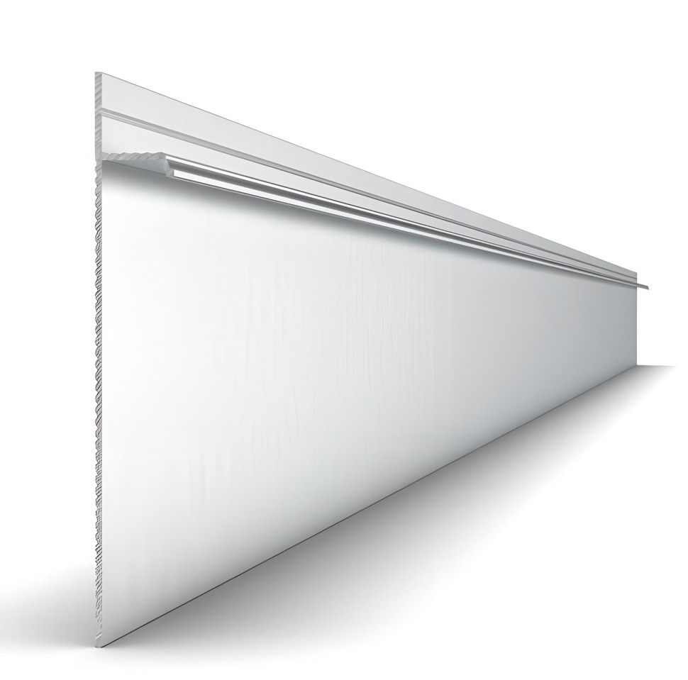 Алюминиевый плинтус под гипсокартон 100х14 мм Мега-Трейд 9145 серебро 3 м