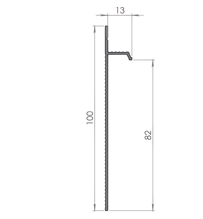 Алюминиевый плинтус под гипсокартон 100х14 мм Мега-Трейд 9145 серебро 3 м