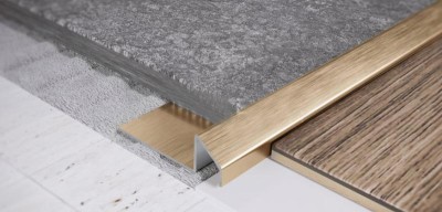 Наружный стальной профиль для плитки FSF 12 GM Золото сатинированное 2,7 м