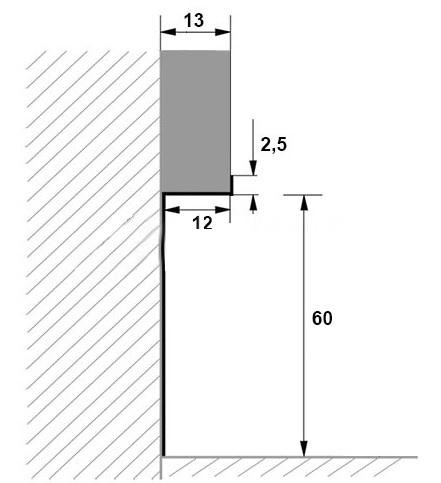 Плинтус алюминиевый для гипсокартона 60 мм ПТ-1/60 ЭКО черный 3 м