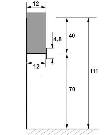 Теневой плинтус алюминиевый под гипсокартон ПТ-1/70 черный 3м