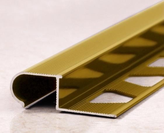 Профиль П-образный 10 мм алюминиевый с рифлением ПО-04 Золото матовое 2,7 м