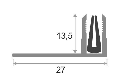 Алюминиевая планка для Т-образного профиля 14 мм ПТО-14 Без анодировки 2,7 м