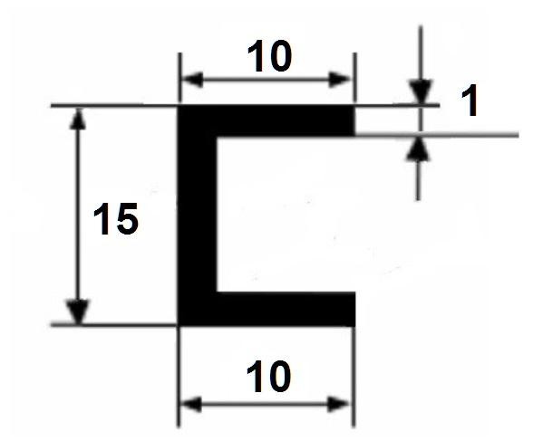 Алюминиевый швеллер 10х15х10х1 мм 3 м серебро анодированный