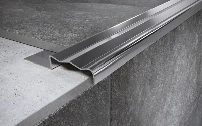 Угловой порог стальной закладной 35х12 мм FCGR 12 P полированная сталь 2,7 м