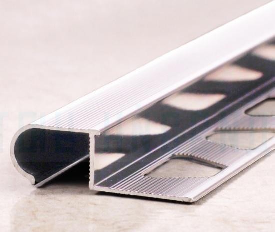Профиль П-образный 10 мм алюминиевый с рифлением ПО-04 Серебро глянец 2,7 м