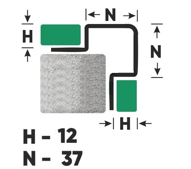 Антивандальный профиль для плитки FMR 12х37 GM Золото сатинированное 2,7 м
