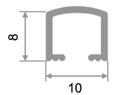Профиль П-образный 8х10 мм из алюминия П-10 Серебро глянец 2,7 м