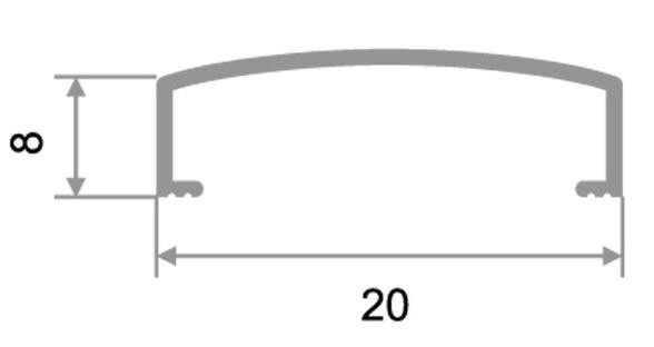 Профиль П-образный 8х20 мм из алюминия П-20 Серебро матовое 2,7 м