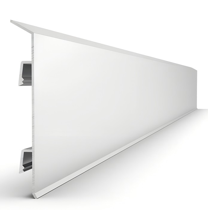 Алюминиевый плинтус для пола 70 мм Мега-Трейд ДЛ-70 серебро 3 м