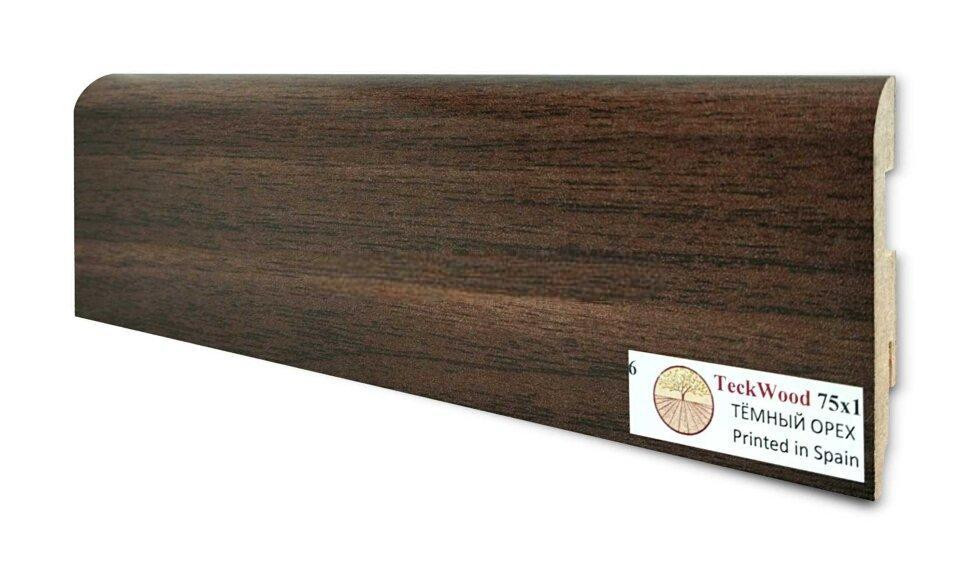 Плинтус для пола 75х16 мм Teckwood Темный Орех цветной МДФ 2.15 м