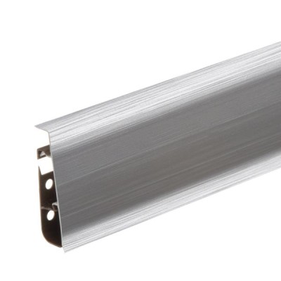 Напольный плинтус ПВХ 75 мм Cezar Hi-Line Prestige 201 Брашированный алюминий 2,5 м