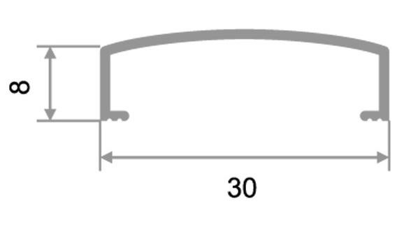 Профиль П-образный 8х30 мм из алюминия П-30 Серебро матовое 2,7 м