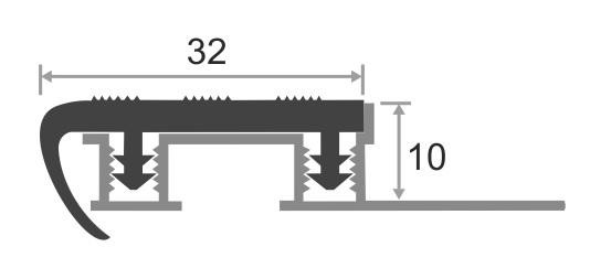 Порог противоскользящий закладной 32х10 мм Р-32 Коричневый 2,7 м