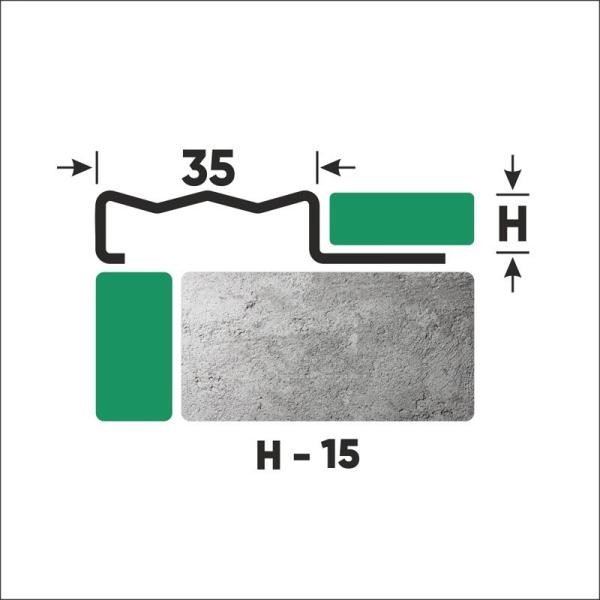 Угловой порог стальной закладной 35х15 мм FCGF 15 GP золото полированное 2,7 м